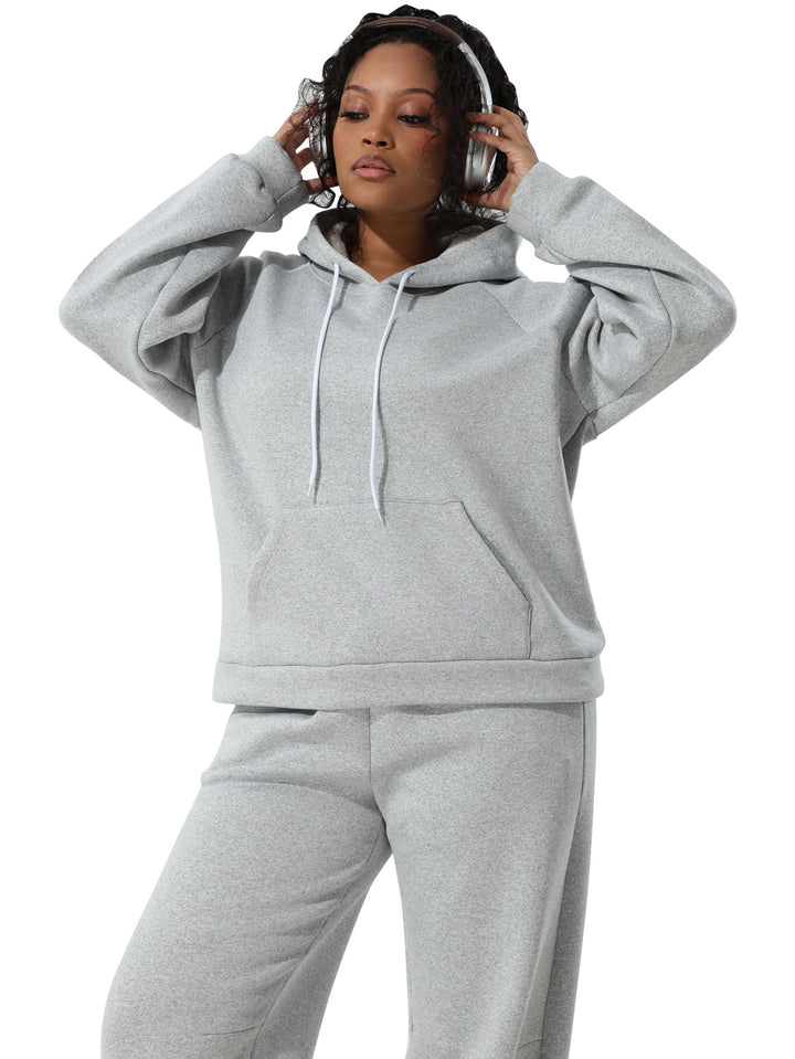 Damen Kuschel-Hoodie im Relax-Fit mit Kontrast-Kordel und Kängurutasche Drune