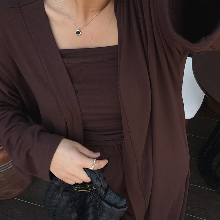 Damen Loungewear-Ensemble mit langem Kimono und schmalem Oberteil Drune