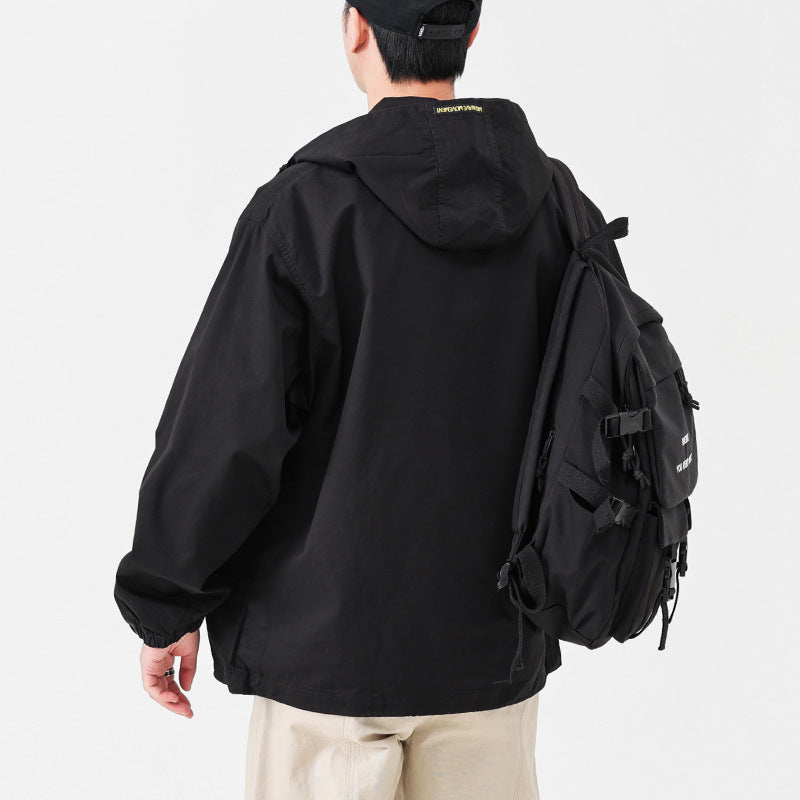 Herren Kapuzen-Anorak Pulloverjacke im Oversize-Utility-Stil Drune