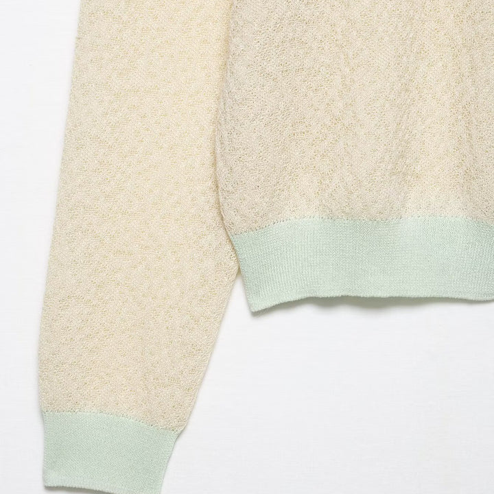 Damen Strickjacke mit zartem Muster und farblich abgesetzten Details Drune