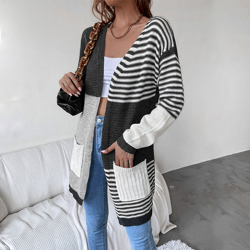 Damen Modischer Strickcardigan mit geometrischem Muster Drune