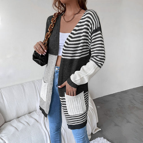 Damen Modischer Strickcardigan mit geometrischem Muster Drune