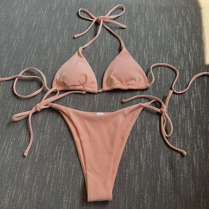 Damen Triangel-Bikini mit verstellbaren Trägern und Ripp-Design Drune