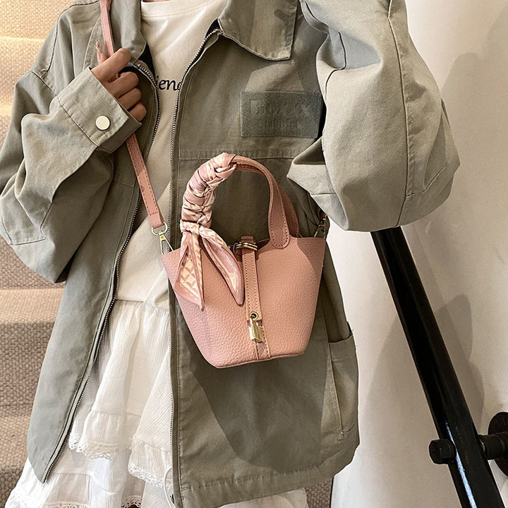 Damen elegante strukturierte Handtasche mit Schal-Akzent Drune