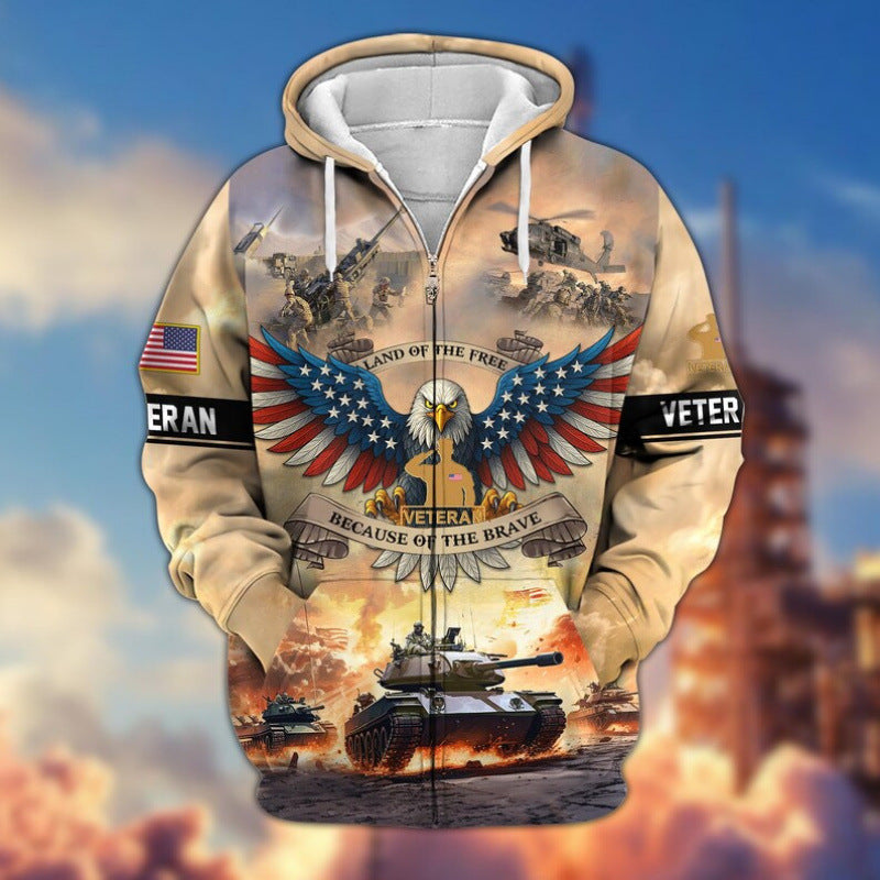 Herren Kapuzensweater mit amerikanischem Veteranenmotiv Drune