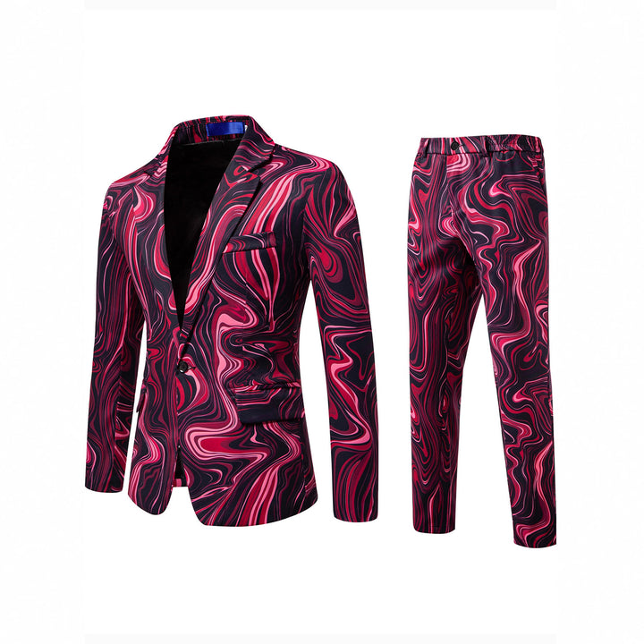 Herren Zweiteiliges Statement-Sakko und Anzughose mit psychedelischem Swirl-Print Drune