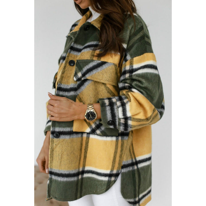 Damen Oversized Flanelljacke mit Karomuster und Taschen Drune