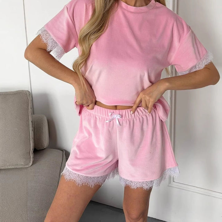 Damen Schlafanzug Set mit Spitzendetails