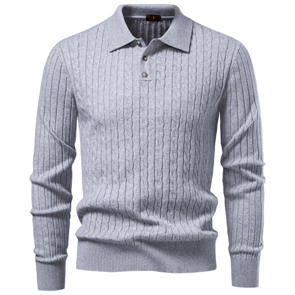 Herren Feinstrick-Polo mit Zopfmuster und Kragen Drune