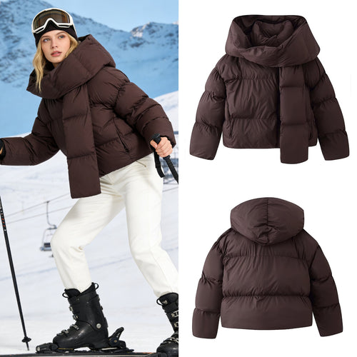 Damen Kurzgeschnittene Steppjacke mit voluminösem Schalkragen und Wattierung Drune
