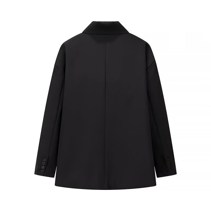 Damen Oversize-Kastenblazer mit schlichten Leistentaschen und weitem Revers Drune