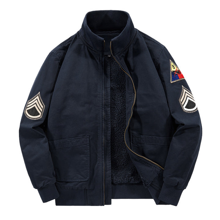 Herren Piloten-Blouson mit Sherpa‑Futter und auffälligen Aufnäher‑Details Drune