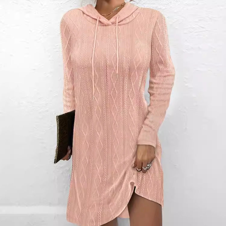 Damen Hoodie-Kleid mit Struktur und seitlichem Schlitz Drune
