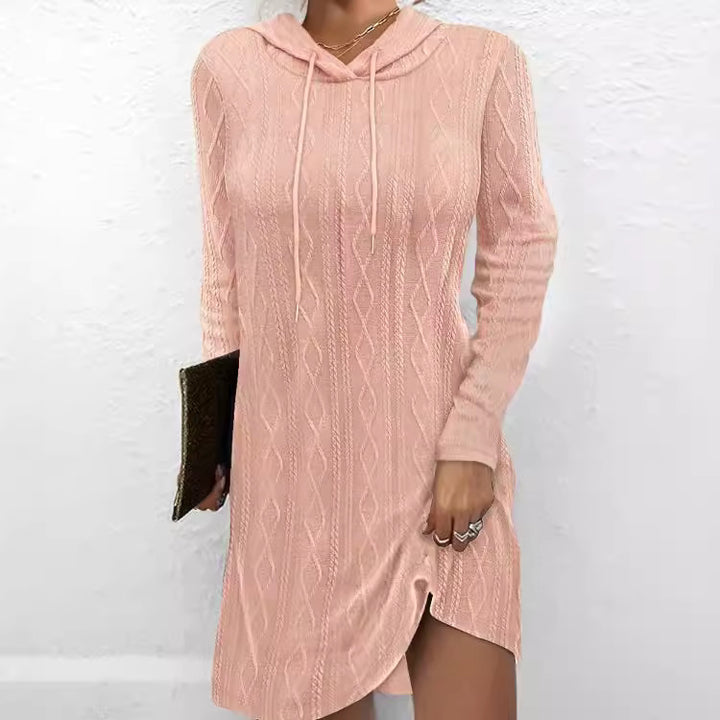 Damen Hoodie-Kleid mit Struktur und seitlichem Schlitz Drune