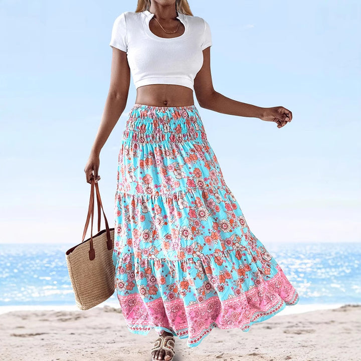 Frauen Bohemian-Stufenrock Midi Drune