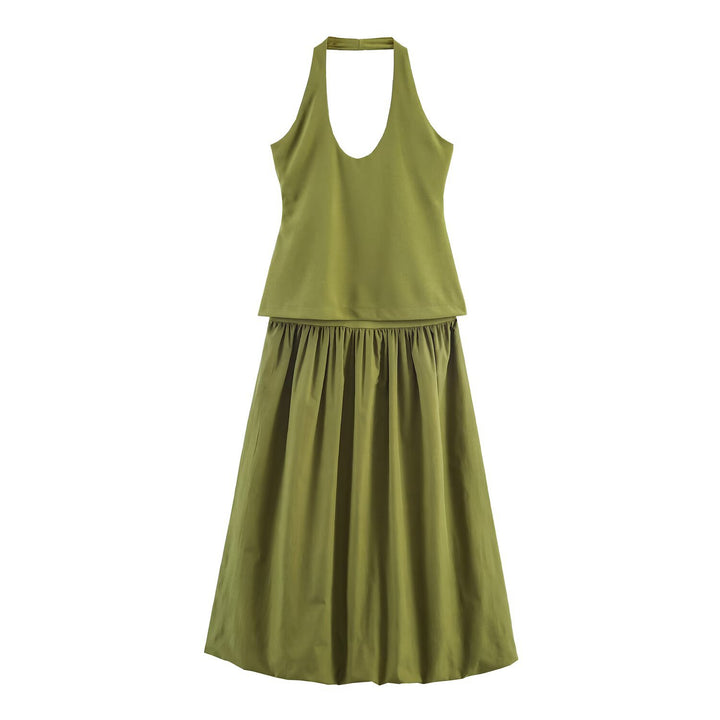Damen Freizeit Set mit Neckholder und weitem Rock Drune