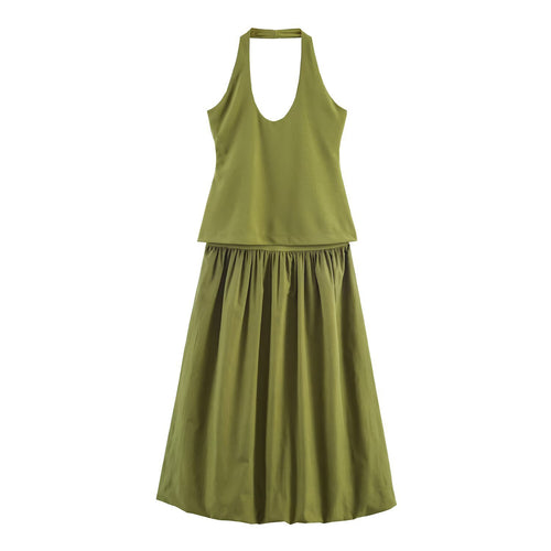 Damen Freizeit Set mit Neckholder und weitem Rock Drune