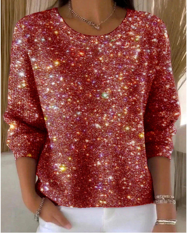 Damen Glitzerpullover mit funkelndem Effekt und weitem Schnitt Drune
