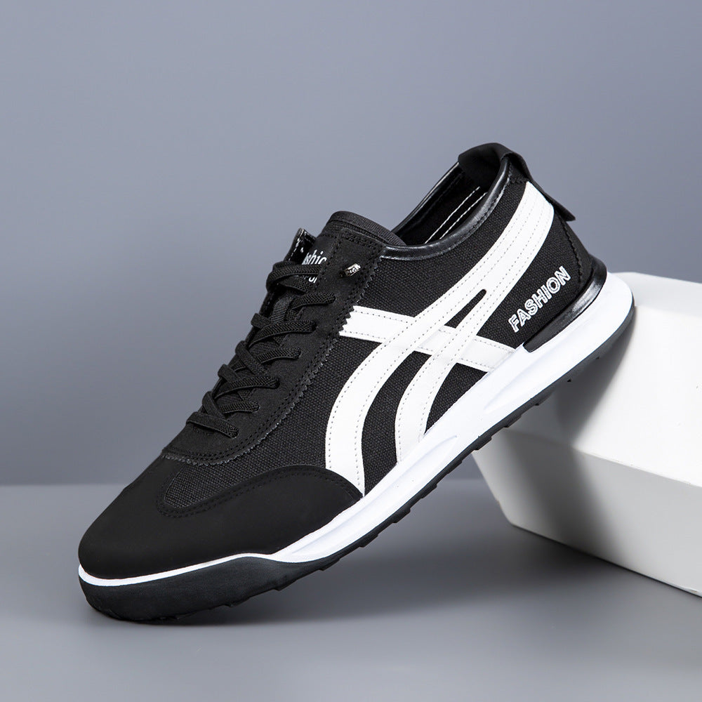 Herren Retro-leichte Low-Top Sneaker mit Canvas-Obermaterial und Wildleder-Overlays Drune