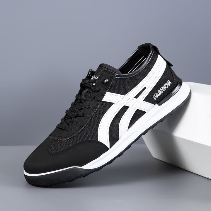 Herren Retro-leichte Low-Top Sneaker mit Canvas-Obermaterial und Wildleder-Overlays Drune