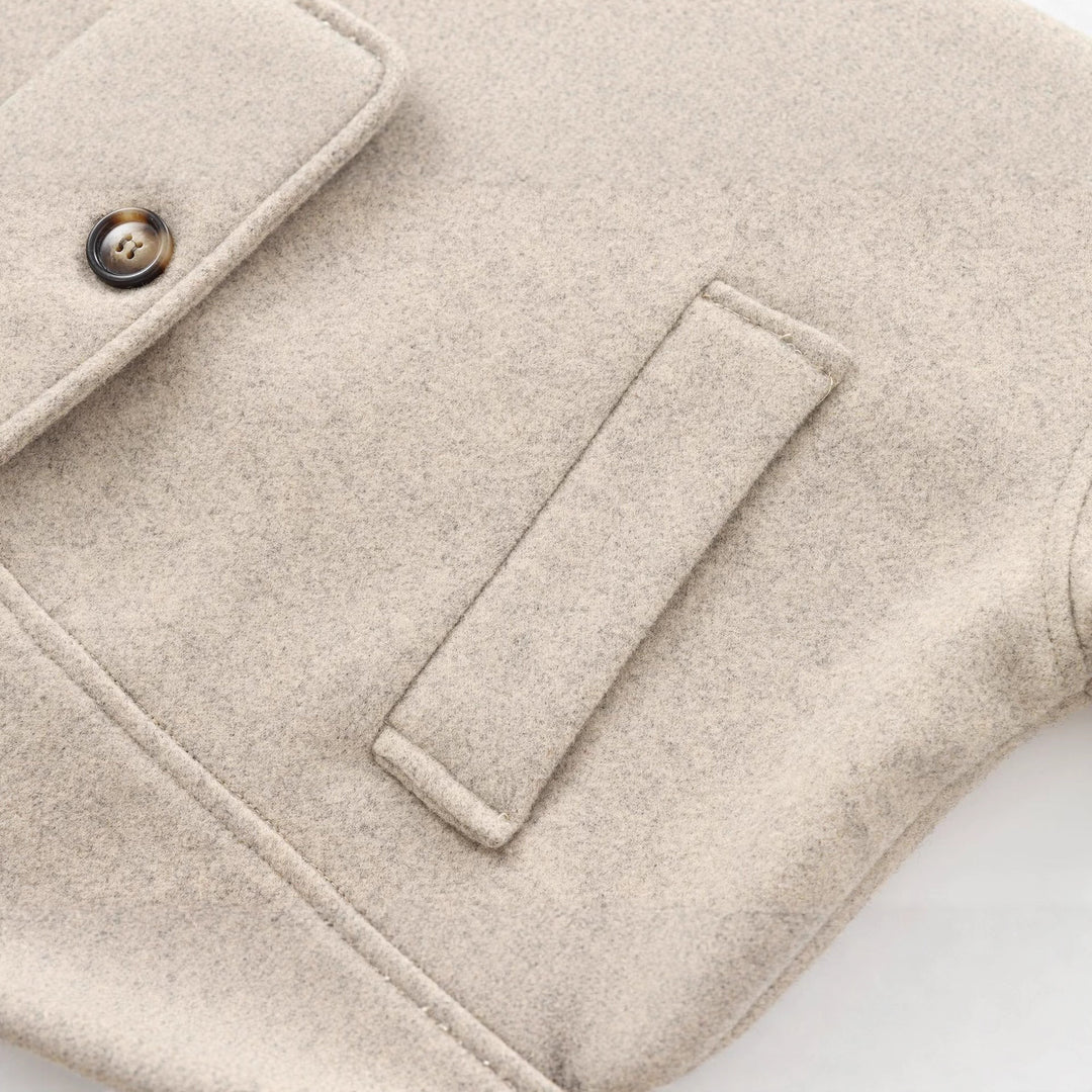 Damen Kurz geschnittene Wollmix-Boxyjacke mit überschnittener Schulter und Pattentaschen Drune