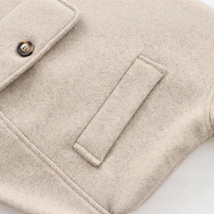 Damen Kurz geschnittene Wollmix-Boxyjacke mit überschnittener Schulter und Pattentaschen Drune