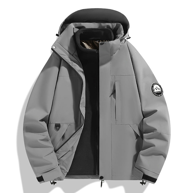 Damen zweilagige Softshell-Outdoorjacke mit herausnehmbarer Fleece-Innenjacke und Kapuze Drune