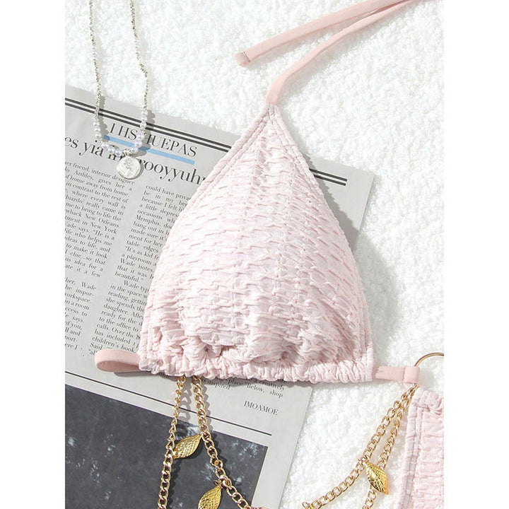 Damen Triangel-Bikini mit modischem Kettenakzent und verstellbaren Trägern Drune