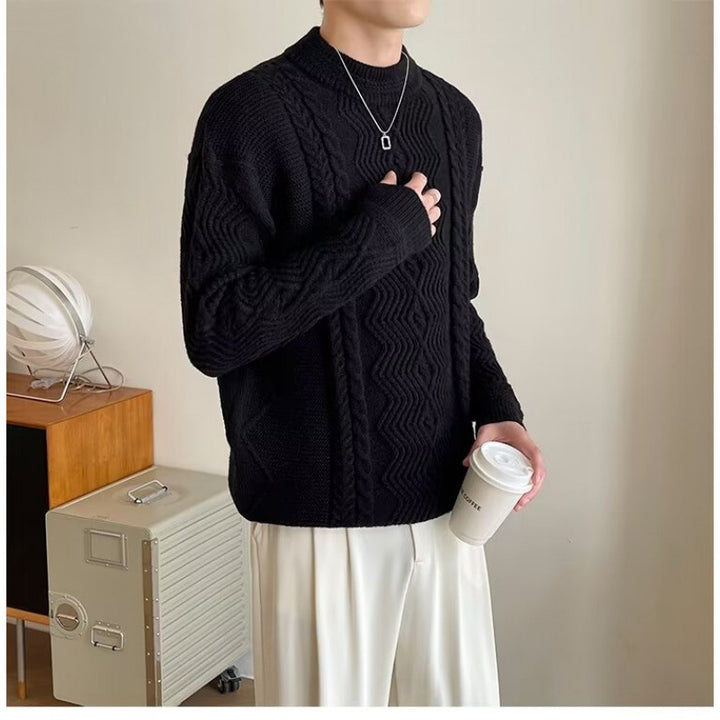 Herren Grobstrickpullover mit modernen Zopfmuster Drune