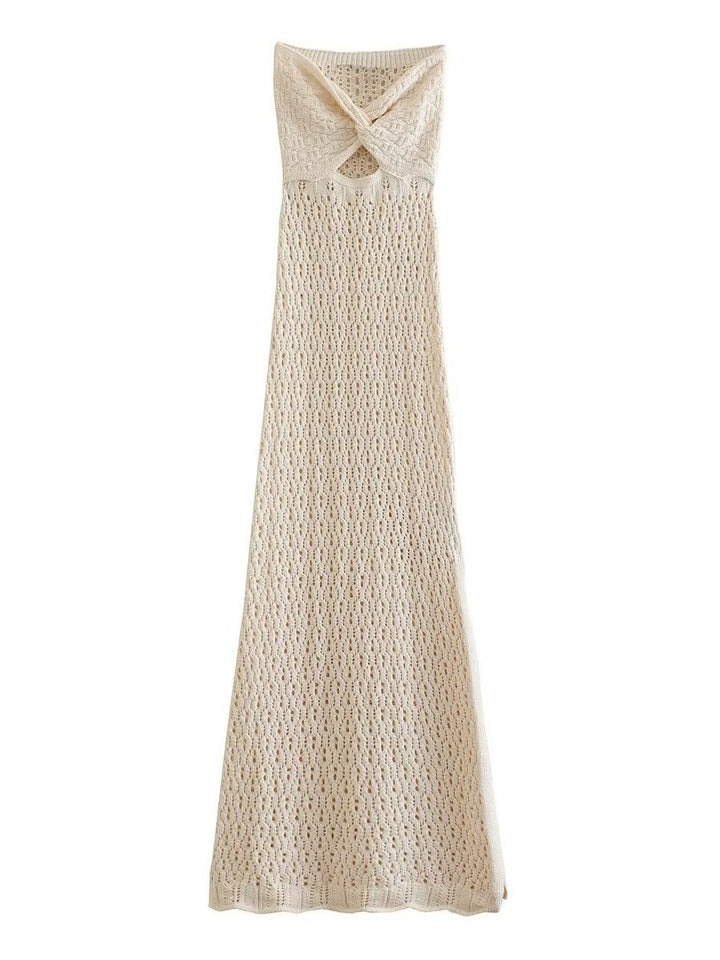 Damen gehäkeltes Maxikleid mit offener Rückenpartie Drune