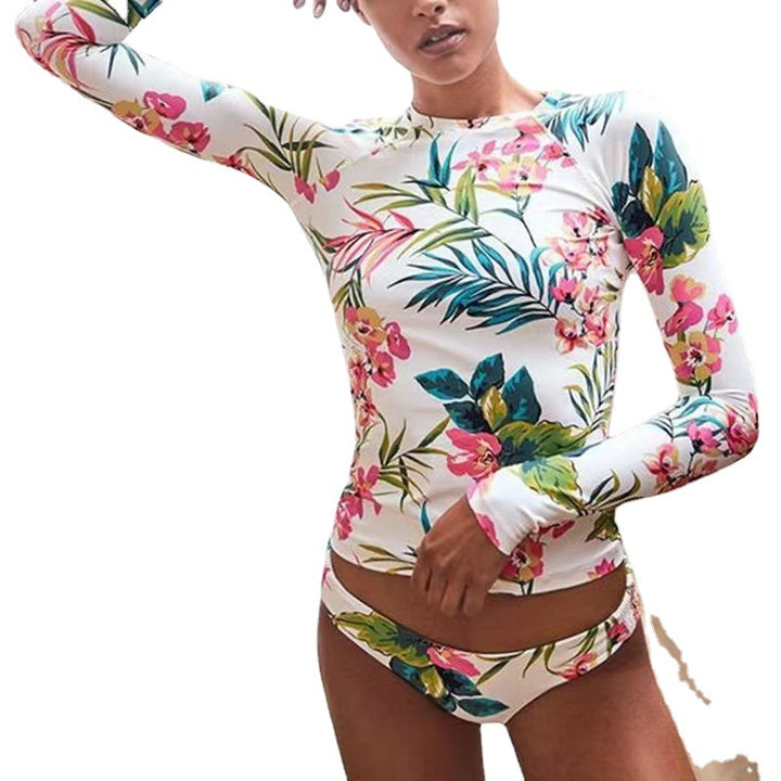 Damen UV-Schutz Badeanzug mit langen Ärmeln und floralem Druck Drune