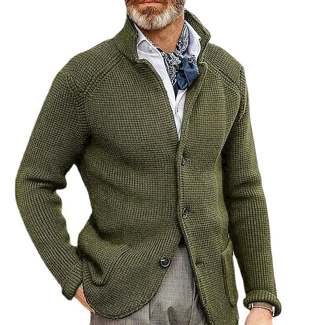 Herren Strickjacke mit Stehkragen und Strukturstrick Drune