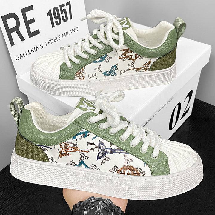 Damen Low-Top Sneaker mit besticktem Schmetterlingsmuster und strukturierter Zehenkappe Drune