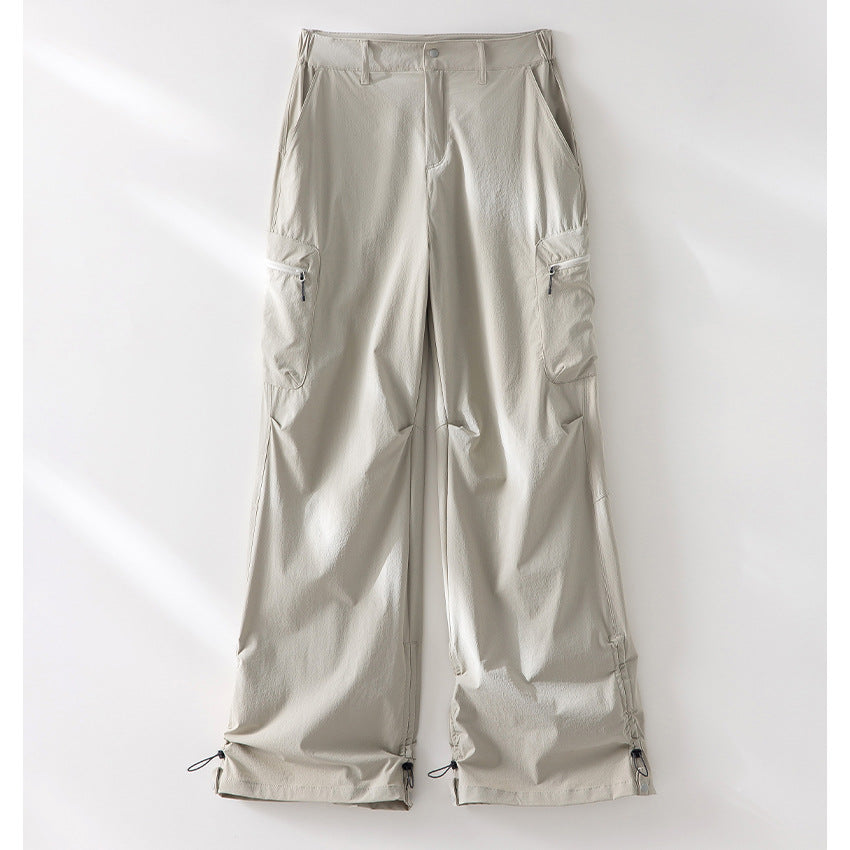 Damen Technische Weite Cargo-Hose mit verstellbarem Saum und Mehrfachtaschen Drune