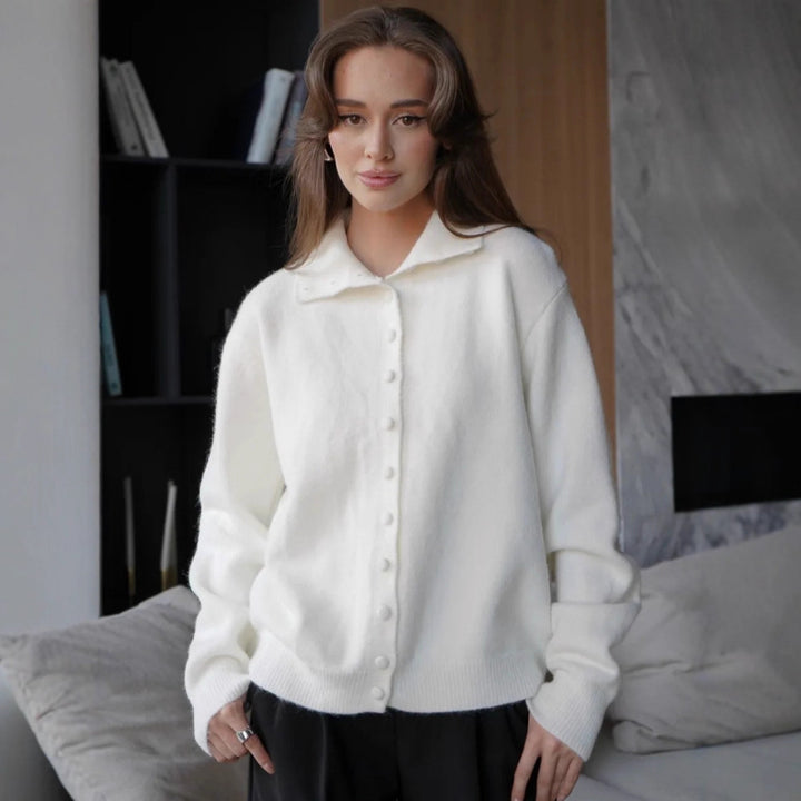 Damen Eleganter Pullover mit Knopfleiste Drune