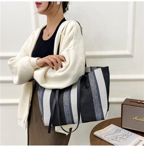 Damen Shopper-Tasche mit modernen Streifen und vielseitigem Innenraum Drune
