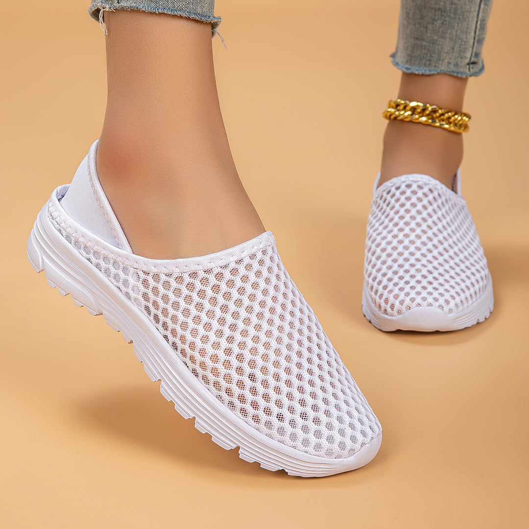 Damen nan luftige Schlupfsneaker mit Honigwaben-Strickoberteil und gedämpfter Komfortsohle Drune