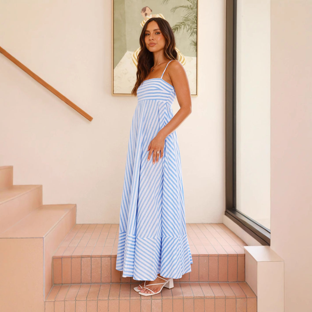 Damen Maxikleid mit schmalen Trägern und asymmetrischem Rock Drune