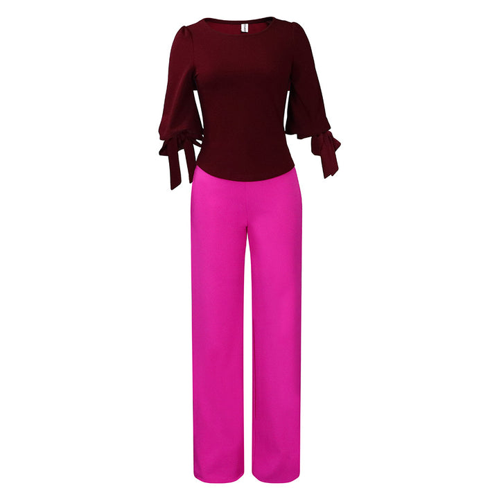 Damen Jumpsuit mit eleganten Trompetenärmeln und schickem Bindeband Drune