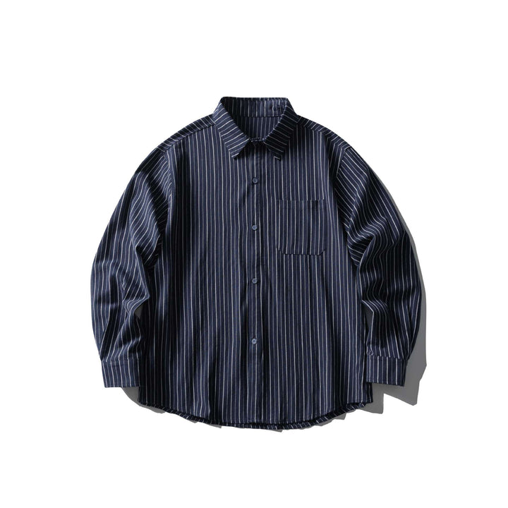 Unisex Oversize Longline-Hemd mit Nadelstreifen und Brusttasche Drune
