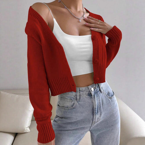 Damen Kurzstrickjacke mit feinem Rippstrickdesign Drune