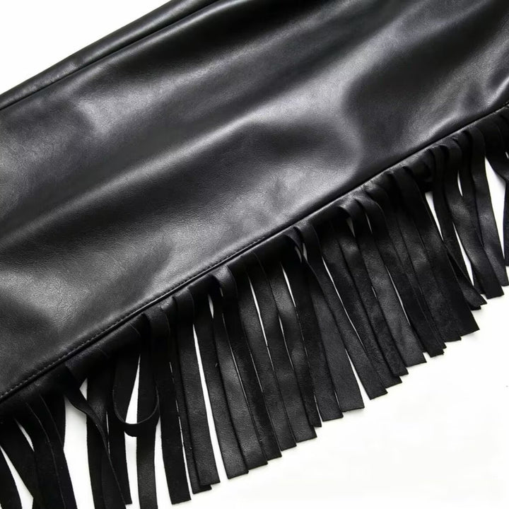 Damen Kunstlederhose mit Fransenbesatz Drune