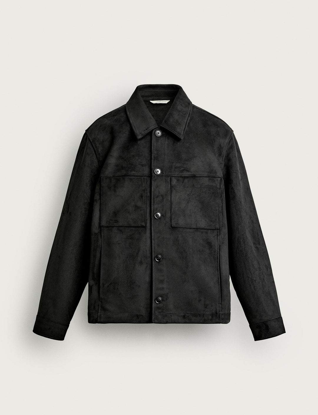 Herren Boxy-Overshirt aus Velourslederimitat mit aufgesetzten Pattentaschen Drune