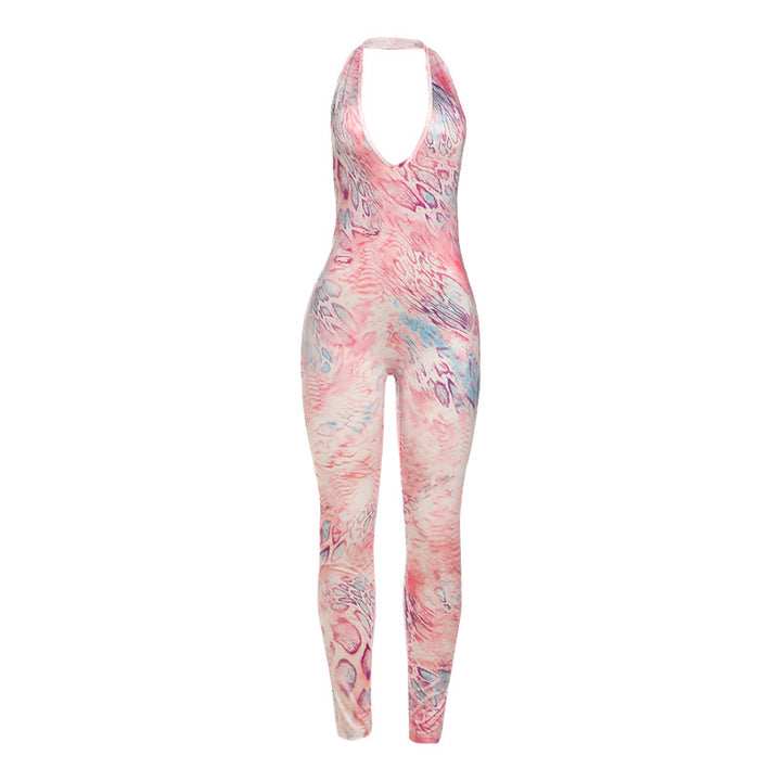 Damen Bodycon Jumpsuit mit schmalem Schnitt und tiefem V-Ausschnitt Drune