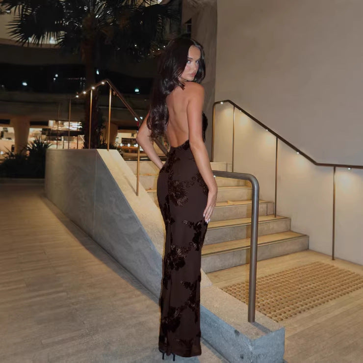 Damen Elegantes Maxikleid mit floralem Muster und Trägern Drune