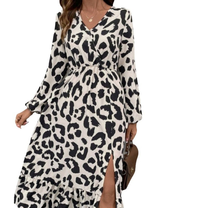 Damen Maxikleid mit asymmetrischem Schnitt und trendigem Leopardenmuster Drune