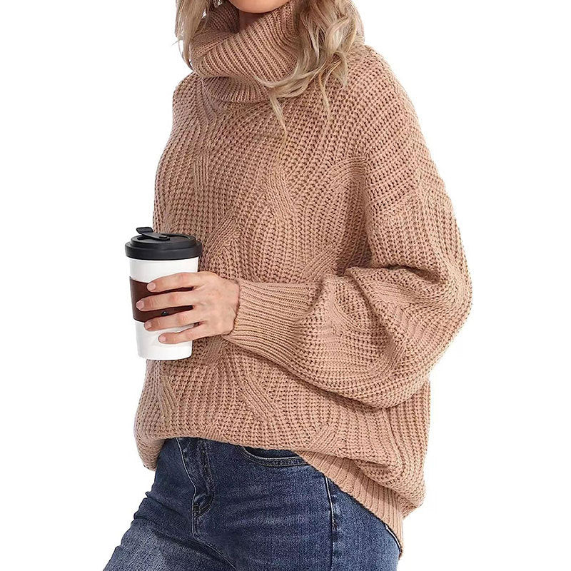 Damen Strickpullover mit hohem Kragen und strukturierter Maschenoptik Drune