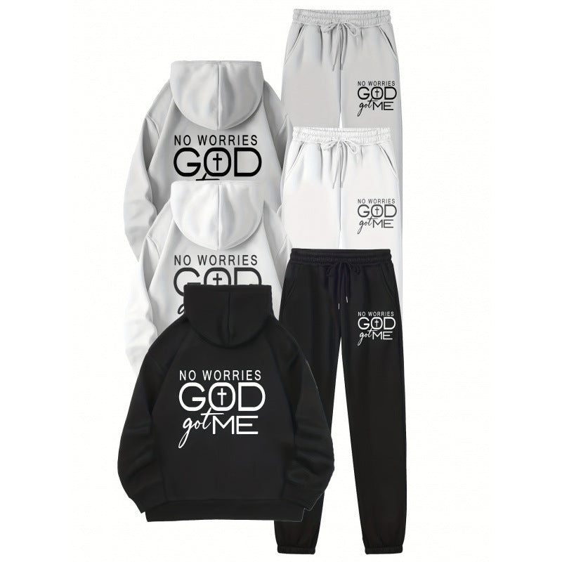 Damen Sportliches Hoodie- und Jogginghosen-Set mit inspirierendem Motiv Drune