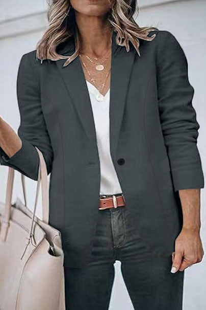 Damen Taillierter Blazer mit geschliffenem Revers, leichter Schulterpolsterung und Ein-Knopf-Verschluss Drune