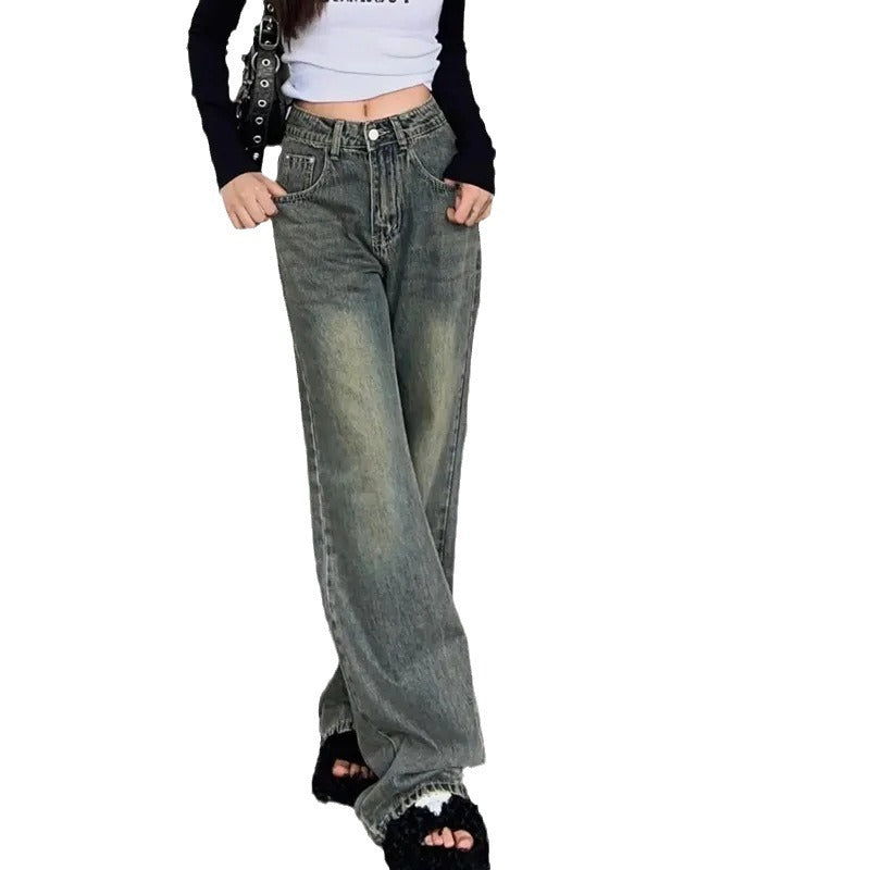 Damen Weit geschnittene High-Waist Denim-Jeans Drune